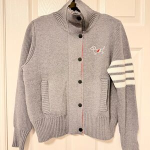 Thom Browne Gray Cardigan with White Accents(OEM)